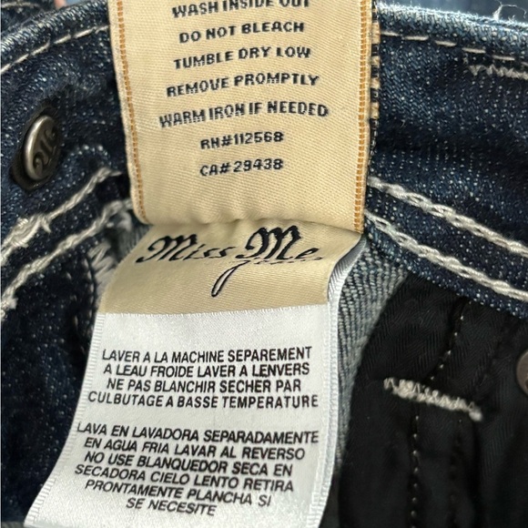 Miss me buckle Y2K 2000s beaded embroidered bling cross wings size 29x34.5 long - Picture 11 of 12